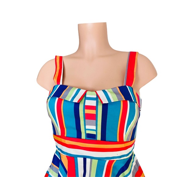 lxia Modcloth Colorful Days Bright Striped Pin-up Fit and Flare Mini Dre… - Picture 2 of 9